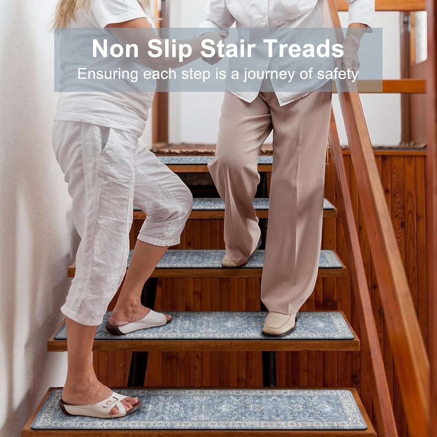 OJIA Extra Non-Slip Stair Treads for Wooden Steps 15PCS, 30"X8" Rubber Indoor Stair Runner Slip Resistant Stair Rugs Safety Mats for Dogs, Kids & Elders, Stairway Grip Step Treads, Gray