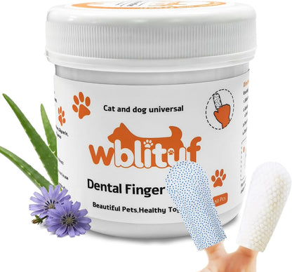 Dog Dental Wipes and Dog Teeth Cleaning Wipes, Puppy Tooth Brushing Kit Alternative for Dental Wipes for Dogs Teeth and Cat Tooth Brush Use, Non Woven Lick Safe No Rinse, 50 Count