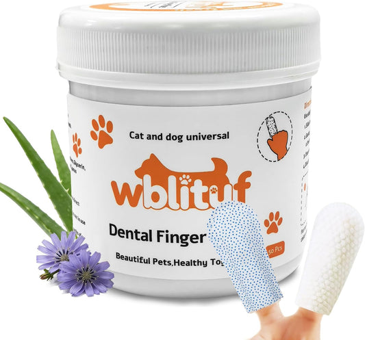 Dog Dental Wipes and Dog Teeth Cleaning Wipes, Puppy Tooth Brushing Kit Alternative for Dental Wipes for Dogs Teeth and Cat Tooth Brush Use, Non Woven Lick Safe No Rinse, 50 Count