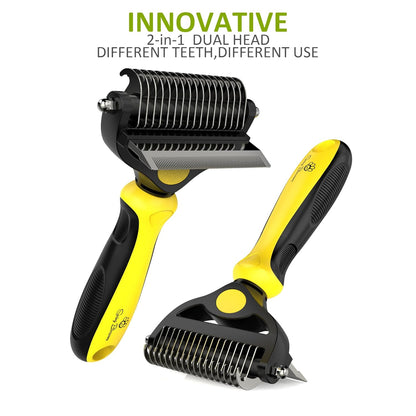 Spring Blossoms-2 in 1 Professional Grooming Rake for Cats & Dogs-Dematting Comb for Easy Mats & Tangles Removing,Pet Brush Safe No More Nasty Shedding and Flying Hair (Orange)