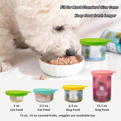 MoPawKT- Pet Food Can Covers, Silicone Can Lids for Cat/Dog Food, Universal 3 Sizes for Most of Standard Food Cans, BPA Free Reusable (2 lids+1 spoon)