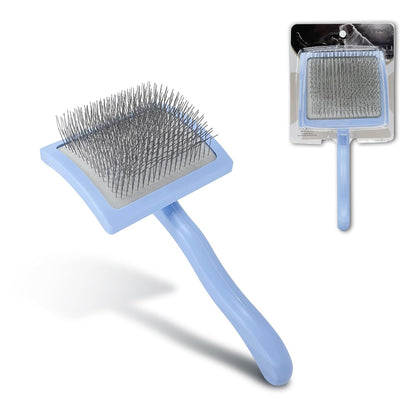 Pet Slicker Brush for Long & Short Hair - Detangling Tool for Dogs & Cats - 135° Angled Stainless Steel Pins, Curved Handle - Gentle Grooming for Small/Medium/Large Breeds (Lavender)