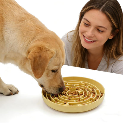 Silicone Slow Feeder Bowl, with Non-Slip Suction Cups, Anti-Choking, Puppy Puzzle Bowl, Slows Down Eating Speed, Relieves Anxiety, Suitable for S&M Sized Dogs and Cats(Green