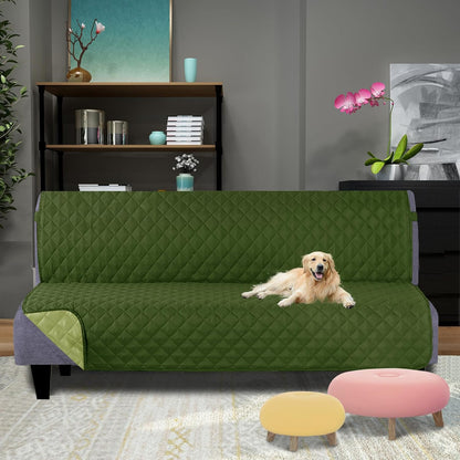 U-NICE HOME Reversible Sofa Cover Washable Couch Cover for Dogs Friendly with Elastic Straps Water Repellent Furniture Protector for 3 Cushion Couch (Sofa, Coffee/Beige) - Colors A