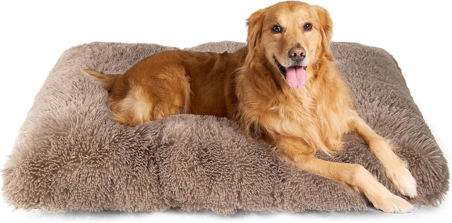 EHEYCIGA Fluffy Dog Crate Bed for Medium Dogs, Plush Faux Fur Crate Pad, Calming Anti Anxiety Medium Dog Bed, Washable Soft Warm Crate Mat with Non-Slip Bottom
