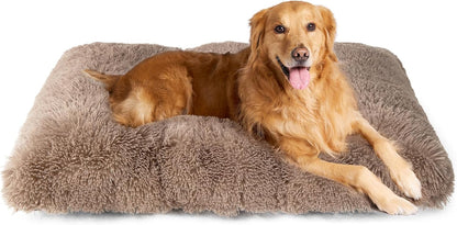 EHEYCIGA Fluffy Dog Crate Bed for Medium Dogs, Plush Faux Fur Crate Pad, Calming Anti Anxiety Medium Dog Bed, Washable Soft Warm Crate Mat with Non-Slip Bottom