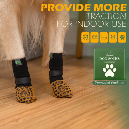 EXPAWLORER Anti Slip Dog Socks to Prevent Licking Paws, Dog Shoes for Hot Pavement Walk, Dog Booties for Hardwood Floors, Dog Boots & Paw Protectors with Grippers for Small Medium Large Senior Dogs M
