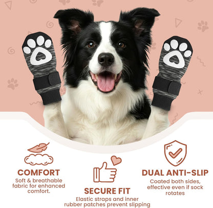 Anti Slip Dog Socks - 6 Pack | Dog Socks to Prevent Paw Licking, Add Traction, Keep Warm & Protect from Hot Pavement | Paw Protection for Senior Dogs for Hardwood Floors | Dog Booties - XL
