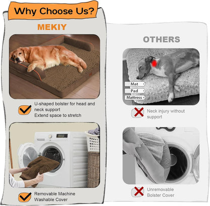 Large Dog Bed Orthopedic Washable - Beds Bolster - Medium XL XLarge Big Dogs - Memory Foam Couch Sofa - Waterproof with Removable Cover