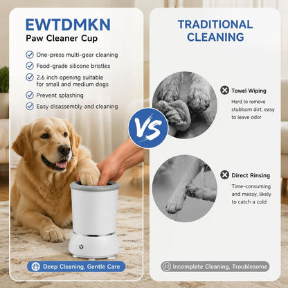 Automatic Dog Paw Cleaner 2025 New Dog Paw Cleaner Cup with USB Rechargeable, Paw Cleaner for Small Medium Large Breed Dogs Cats (White)