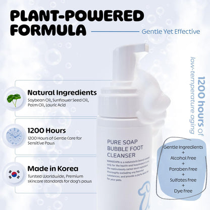 Dog Paw Cleaner | Gentle Pure Soap-Based Rinse-Off Paw Washer for Sensitive Paws | Natural Plant-Based & Residue-Free Formula | Safe for All Dogs, Puppies | Made in Korea | 5.072 oz / 150ml