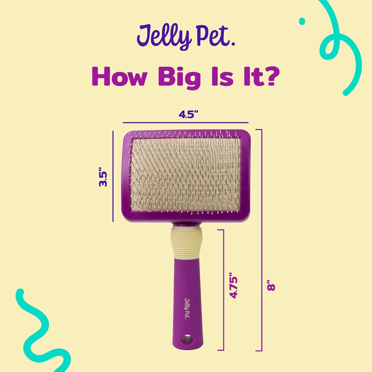 JELLY PET Pivoting Slicker Brush, Brush Head Moves, Soft Pin Slicker, Protects Skin, Prevents Irritation, Effortless Brushing of Shedding Dogs, Detangles and Desheds
