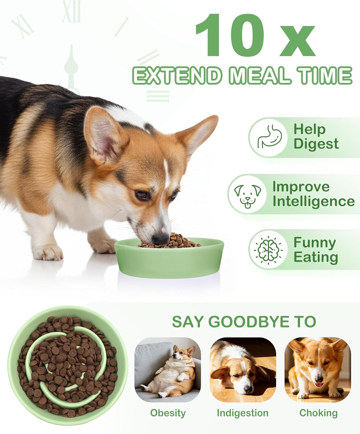 TRUVIC Ceramic Slow Feeder Dog Bowls Small Breed, 0.6 Cup Slow Feeder Cat Bowls for Fast Eaters, Ceramic Dog Food Dish no Black Chin, Puzzle Bowl for Small Dogs and Cats, White