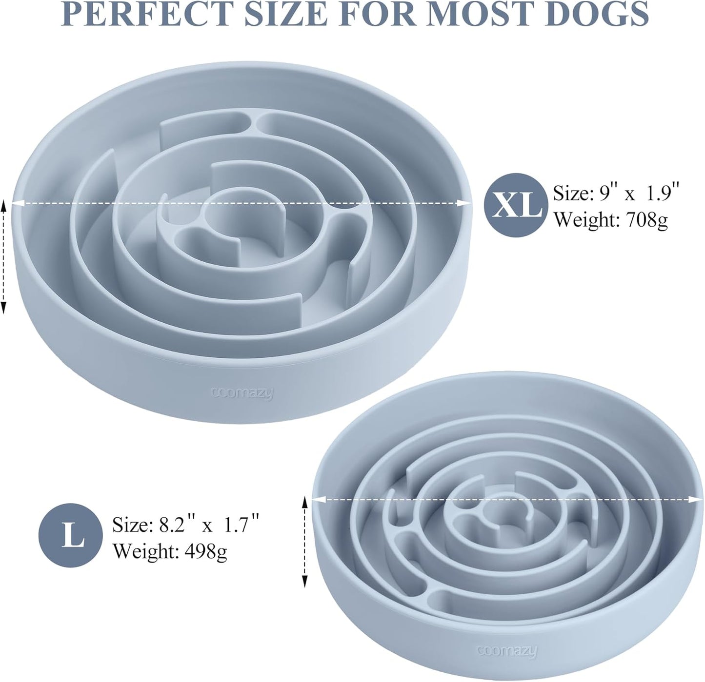 Coomazy Extra Large Slow Feeder Bowl, Silicone Dog Bowl with Suction Cups, Slow Feeder & Non-Slip Design, Boredom and Anxiety Reducer, Suitable for Large Dogs, Avocado Green, 5 Cup