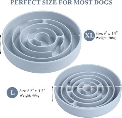 Coomazy Extra Large Slow Feeder Bowl, Silicone Dog Bowl with Suction Cups, Slow Feeder & Non-Slip Design, Boredom and Anxiety Reducer, Suitable for Large Dogs, Avocado Green, 5 Cup