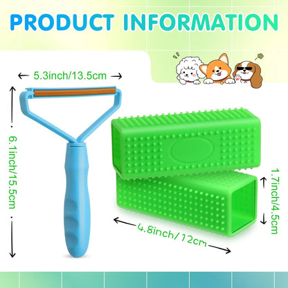 Honeydak 3 Pieces Hair Remover Tool Dog Hair Remover Pro Silicone Cleaner Brush Roller Fuzz Hairball Brush for Carpet Rake, Car Mat, Couch, Pet Bed, Clothes
