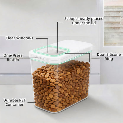 TBMax Dog Cat Food Storage Container 6-8 Lbs with Easy-Carrying Handles, Stackable Pet Food Dog Treat Container with Pop Up Lids, Airtight Food Storage Bin for Kitchen Organization