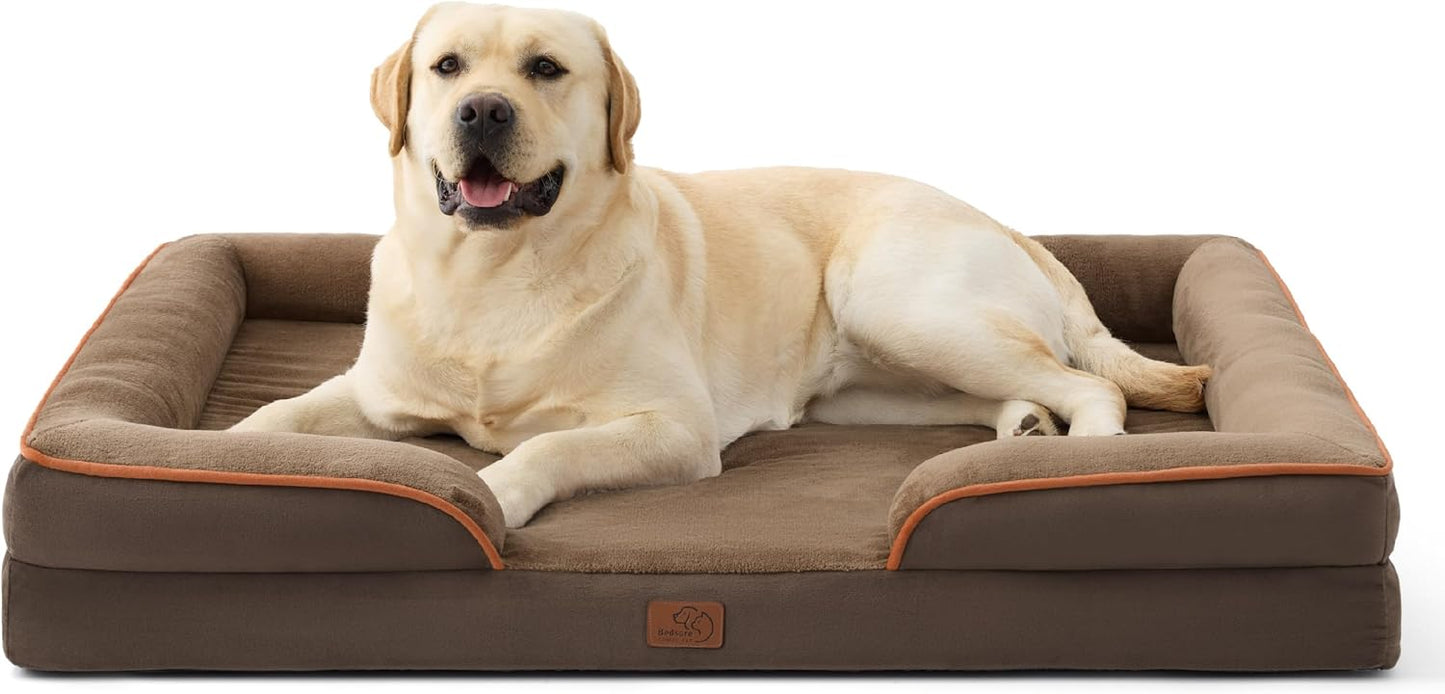 Bedsure Orthopedic Dog Bed Medium Size Dogs - Washable Small Medium Dog Cat Bed Waterproof, Comfort Cats Couch Sofa with Washable Removable Cover, Pets Bed with Nonskid Bottom, Grey, 28"