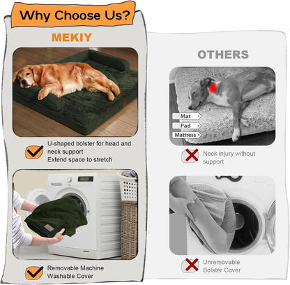Large Dog Bed Orthopedic Washable - Beds Bolster - Medium XL XLarge Big Dogs - Memory Foam Couch Sofa - Waterproof with Removable Cover