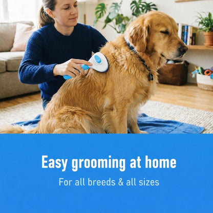 Self Cleaning Slicker Brush for Dogs & Cats – Deshedding Grooming Tool with One Click Hair Removal – Gentle for Sensitive Skin