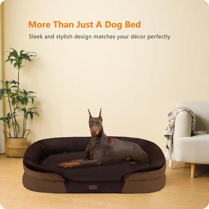 Dwanton Orthopedic Dog Bed for Medium Dogs with Gel Memory Foam, Waterproof Dog Sofa, Washable Pet Bed with Four Sided Bolster Cushion, Removable Cover & Non-Slip Bottom, 36", Dark Gray