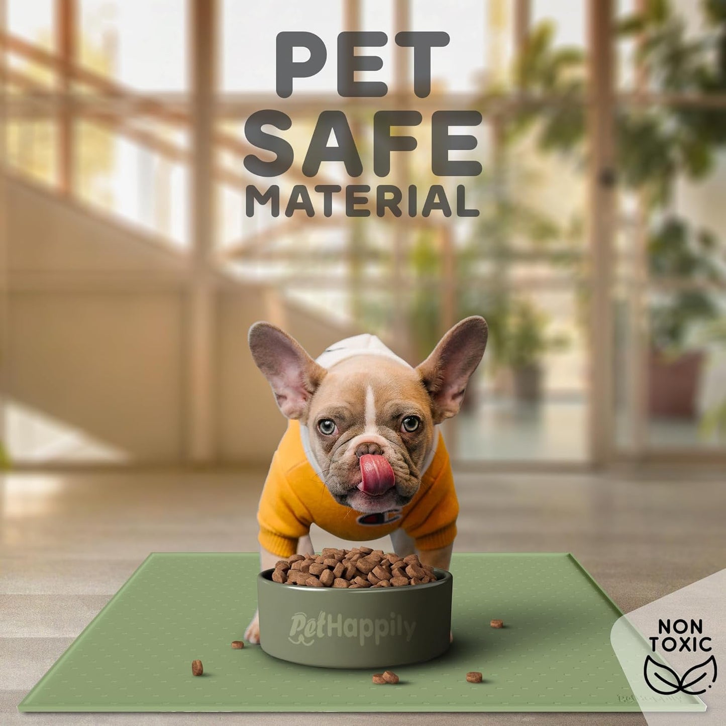 Dog Food Mat - Raised Edges Dogs Mat for Food and Water Prevent Spill, Waterproof Cat Food Mats Protect Floors, Easy Clean Dog Bowl Mats for Food and Water, Silicone Pet Feeding Placemats