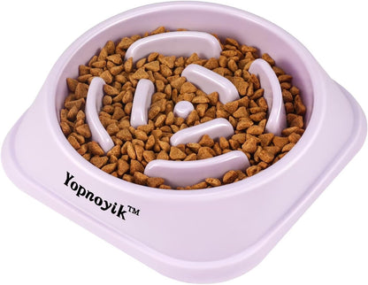 2 Pack Slow Feeder Dog Bowls for Healthy Eating, Non-Slip and Anti-Choking Design, Reduces Bloating & Overeating for Medium Dogs and Cats, Easy to Clean
