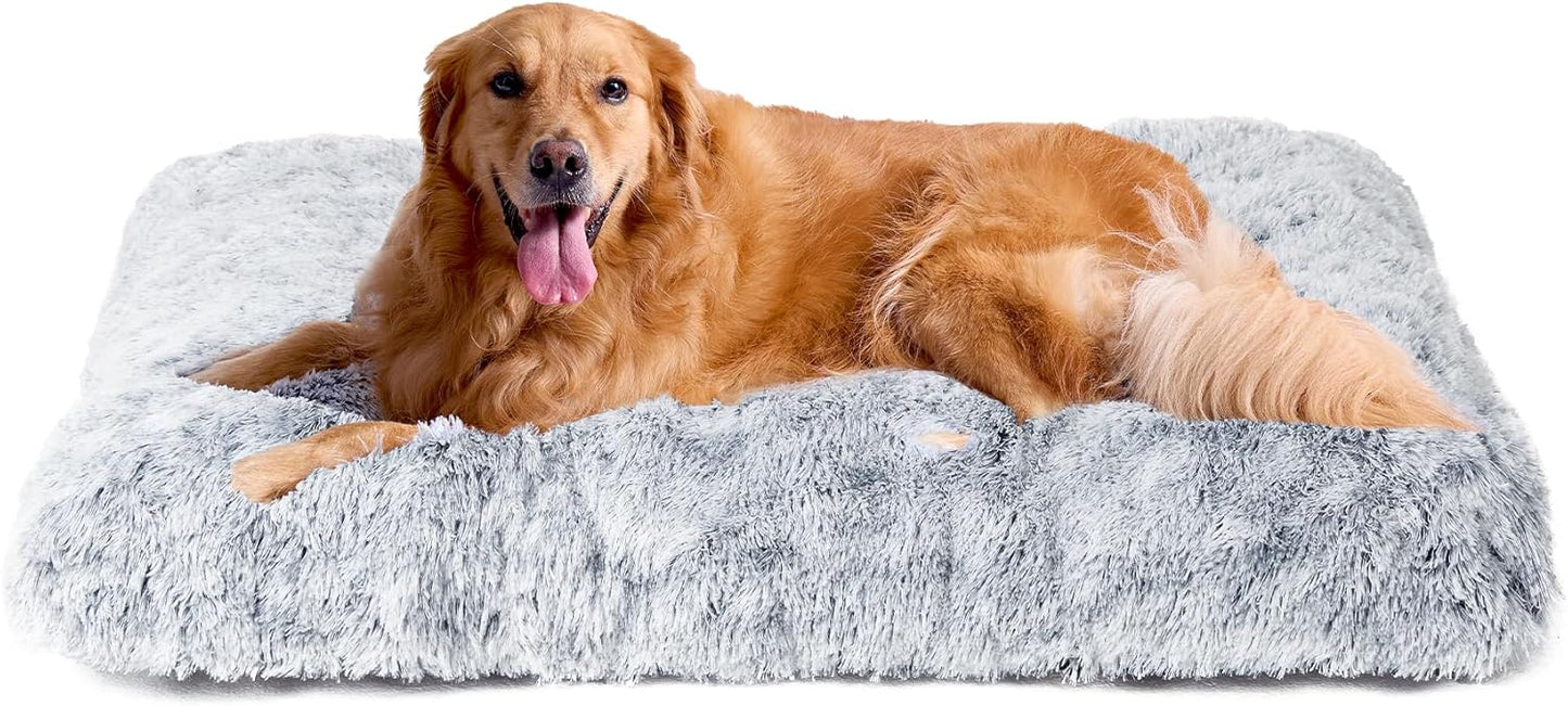 EHEYCIGA Fluffy Dog Crate Bed for Medium Dogs, Plush Faux Fur Crate Pad, Calming Anti Anxiety Medium Dog Bed, Washable Soft Warm Crate Mat with Non-Slip Bottom