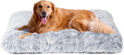EHEYCIGA Fluffy Dog Crate Bed for Medium Dogs, Plush Faux Fur Crate Pad, Calming Anti Anxiety Medium Dog Bed, Washable Soft Warm Crate Mat with Non-Slip Bottom