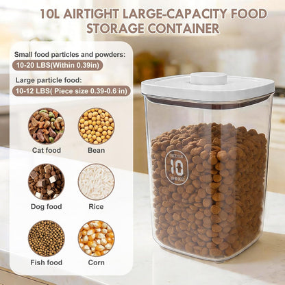 6 lbs Airtight Dog Cat Food Storage Container and Dog Treat Containers BPA-Free, PET Clear Stackable Pet Storage Bin, 1-Cup Scoop, 1-Sponge cleaning brush, Pop Top, With handle, Easy Mobility-Medium