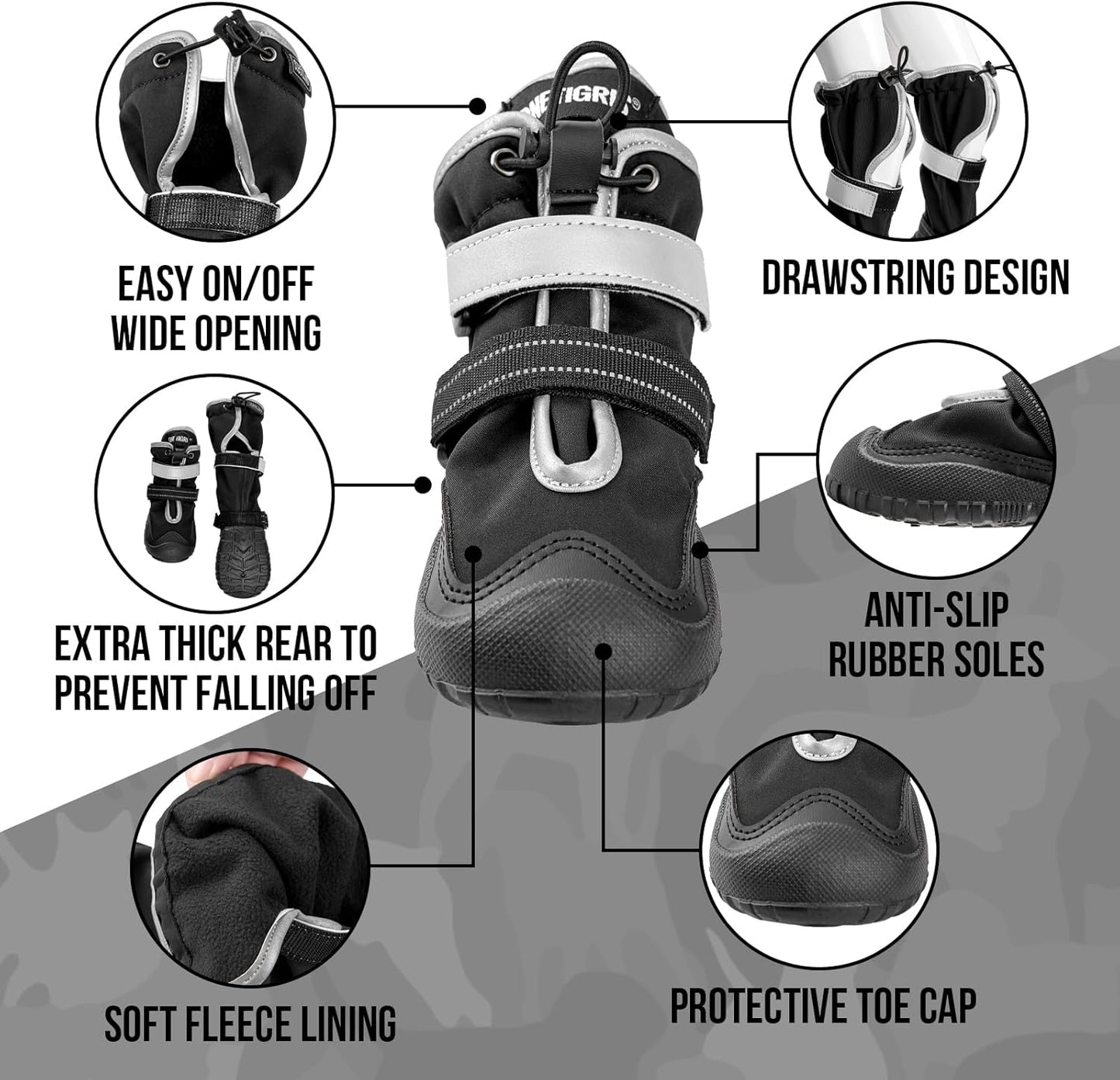 OneTigris Dog Shoes for Large Medium Dogs, Waterproof Anti-Slip Paw Protectors for Hot Pavement, Wound Recovery & Licking Prevention, Breathable Dog Booties for Outdoor Walking Hiking Hardwood Floor
