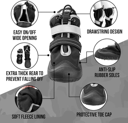 OneTigris Dog Shoes for Large Medium Dogs, Waterproof Anti-Slip Paw Protectors for Hot Pavement, Wound Recovery & Licking Prevention, Breathable Dog Booties for Outdoor Walking Hiking Hardwood Floor