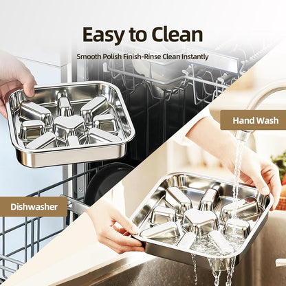 Stainless Steel Slow Feeder Dog Bowls Large & Medium Breed 3 Cups, Food Grade 304, Non-Slip Base, Deep Ridges to Slow Eating, Metal Slow Feeder Dog Bowls, Dishwasher & Chew-Proof & Rustproof