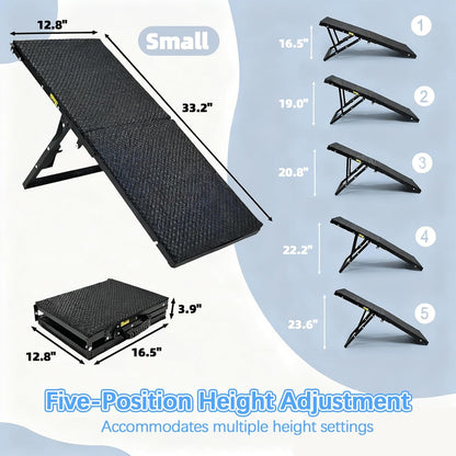 Dog Ramp for Car,33.2"x 12.8" Dog Stairs for Large Dogs with Anti-Slip Surface,Large Folding Pet Stairs for SUV,Truck with Adjustable Height,Outdoor Portable Wide Dog Steps up to 88LBS