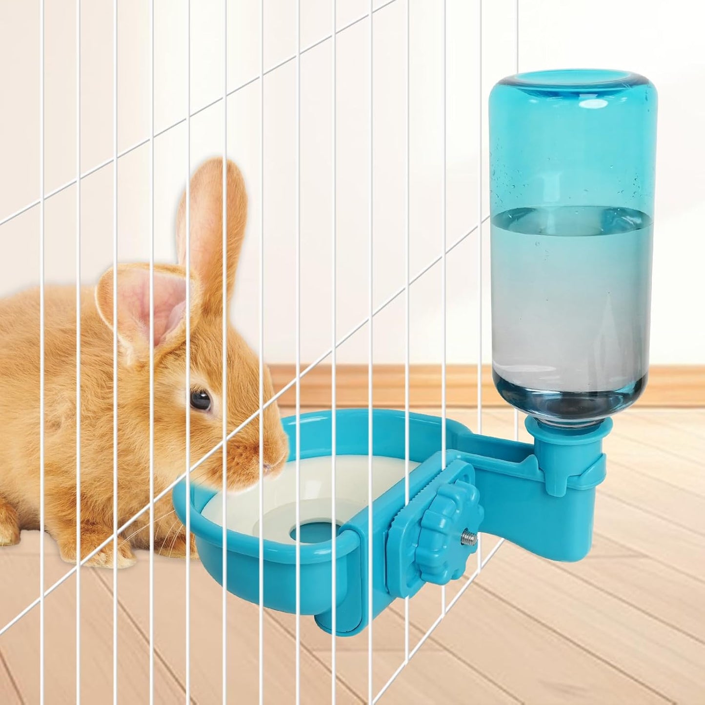 VANNON 16oz Pet Water Bottle, Gravity Dog Water Bowl Dispenser for Cage, Anti-Overflow Water Dispenser for Small Dogs, Cats, Rabbits and Other Small Animals, BPA Free, Grey