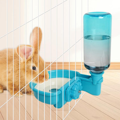 VANNON 16oz Pet Water Bottle, Gravity Dog Water Bowl Dispenser for Cage, Anti-Overflow Water Dispenser for Small Dogs, Cats, Rabbits and Other Small Animals, BPA Free, Grey