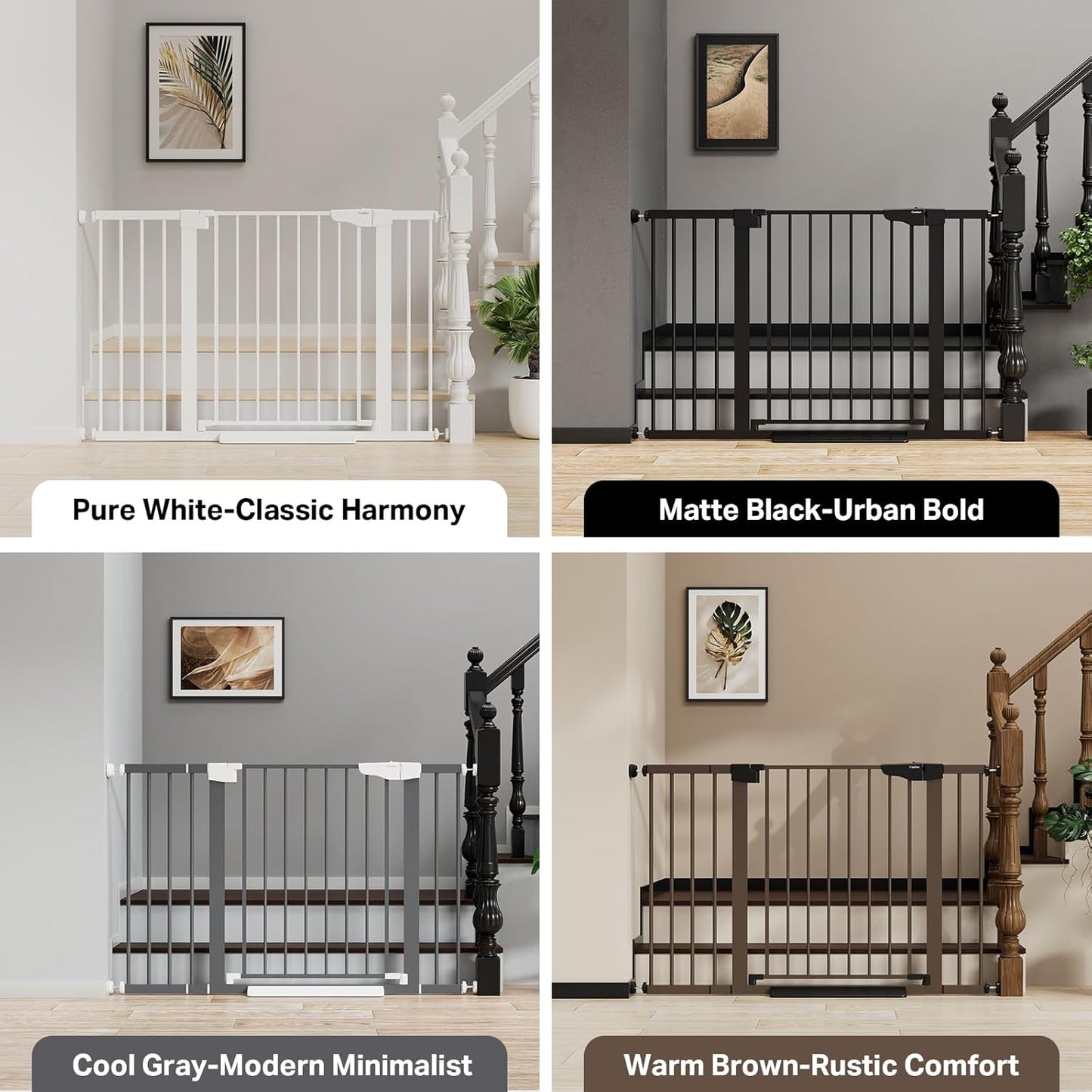 Cumbor 36.6-64" Extra Wide Baby Gate for Stairs, Dog Gates for Doorways, Auto-Close Pet Gate Indoor, Pressure Mounted Walk Through Safety Child Gate for Kids Toddler, Tall Pet Puppy Fence Gate, Brown