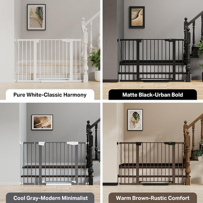 Cumbor 36.6-64" Extra Wide Baby Gate for Stairs, Dog Gates for Doorways, Auto-Close Pet Gate Indoor, Pressure Mounted Walk Through Safety Child Gate for Kids Toddler, Tall Pet Puppy Fence Gate, Brown