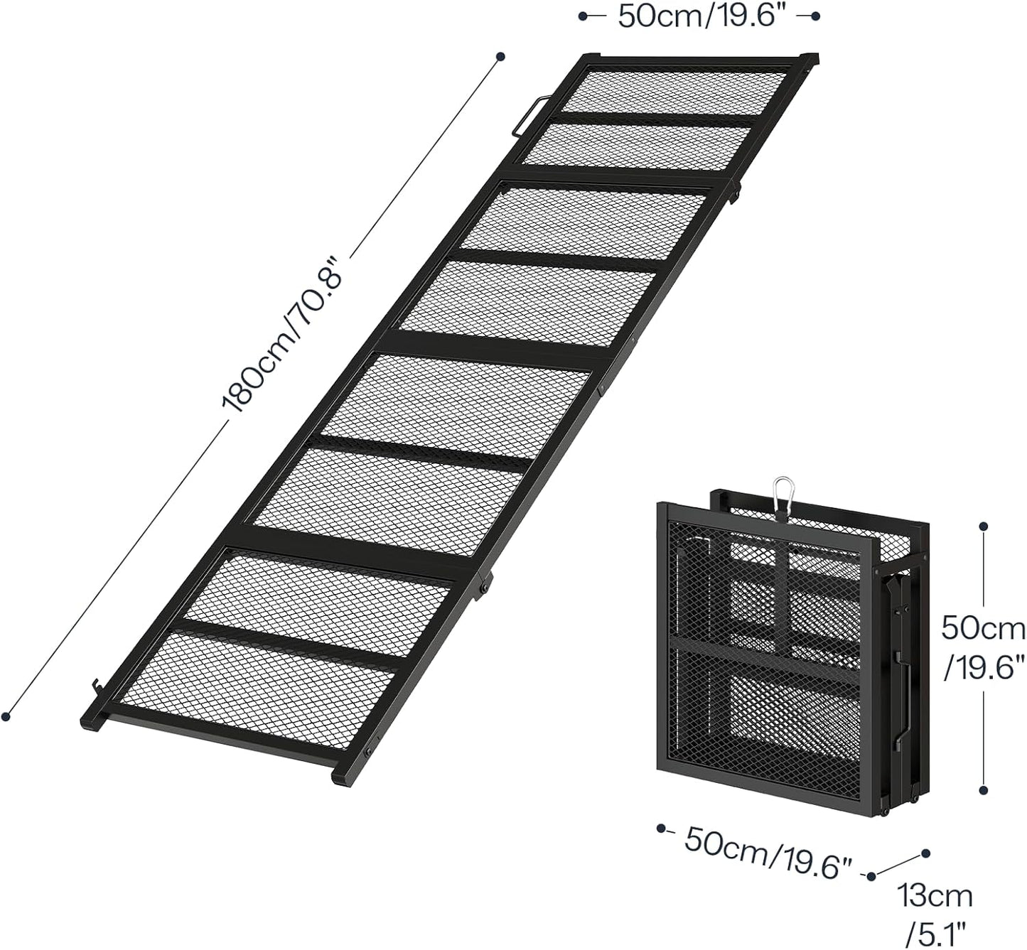 HOOBRO 70.8" Folding Dog Ramp for Car, 4-Fold Pet Ramp for Car SUV Couch, Extra Long Dog Ramp for Large Dogs Senior Pets, Non-Slip Walking Surface, Portable Design, Black BK08PT03