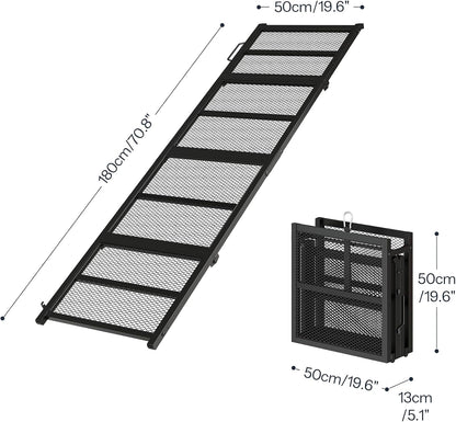 HOOBRO 70.8" Folding Dog Ramp for Car, 4-Fold Pet Ramp for Car SUV Couch, Extra Long Dog Ramp for Large Dogs Senior Pets, Non-Slip Walking Surface, Portable Design, Black BK08PT03