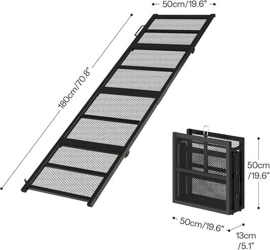 HOOBRO 70.8" Folding Dog Ramp for Car, 4-Fold Pet Ramp for Car SUV Couch, Extra Long Dog Ramp for Large Dogs Senior Pets, Non-Slip Walking Surface, Portable Design, Black BK08PT03