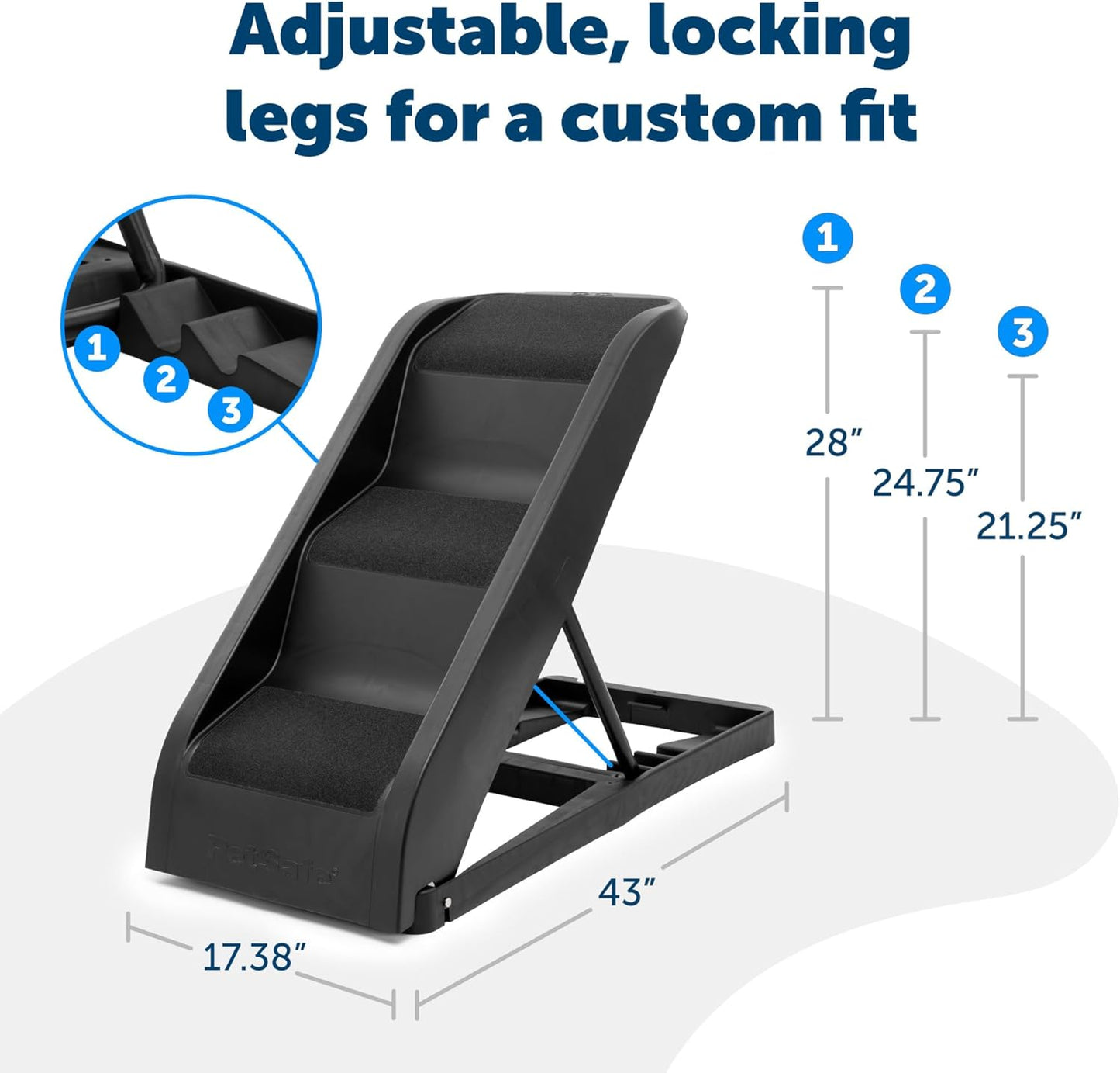 PetSafe Happy Ride Side Door Dog Stairs for Cars & SUVs, Foldable Back Seat Dog Steps with 3 Heights