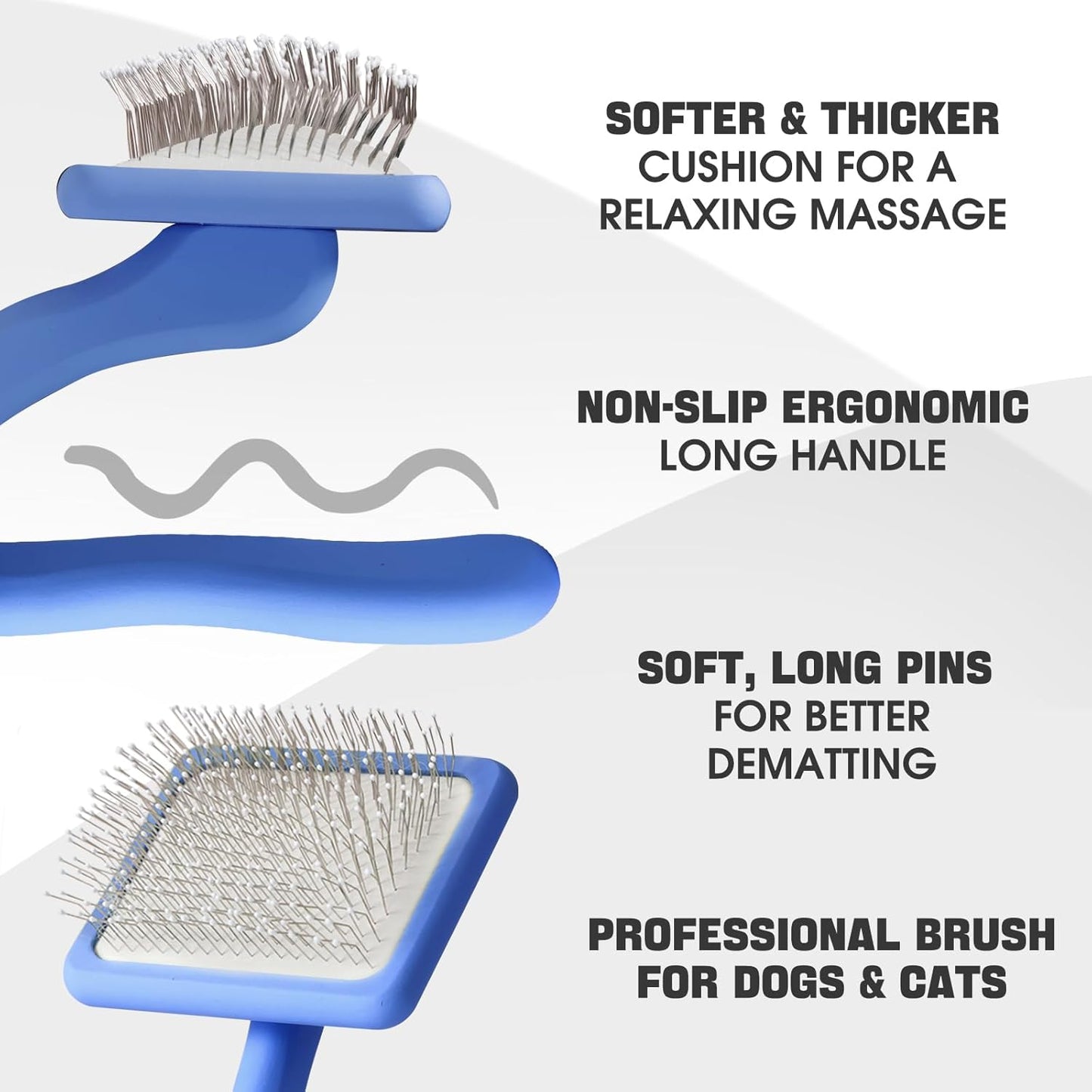 Bonteck Dog Slicker Brush for Dogs Grooming Kit 5PCS | Large Dog Brush for Goldendoodles Poodles Doodles | Long Pin Haired Brush | Poodle Brushes and Comb (Purple)