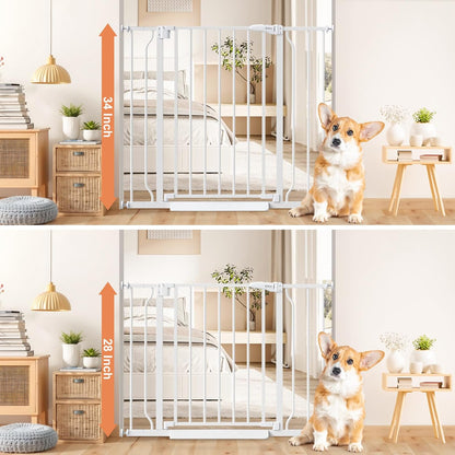 Baby Gate No Drilling, 29"-40" Auto Close Dog Gate Indoor for Doorways & Stairs, Pressure Mounted Adjustable Pet Gate, Easy Walk Through Child Gate for Children & Pets Stroller Friendly, White