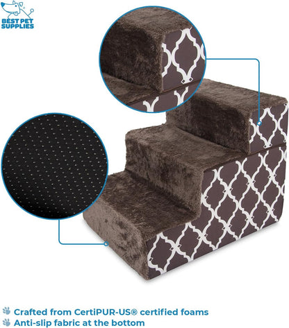 Best Pet Supplies Dog Stairs & Steps - Foam Steps for Small Dogs & Cats, Non-Slip Indoor Balanced Pet Step Support, Dog Ramp, No Assembly, Pale Teal, 3-Step (13.5-inch Height)