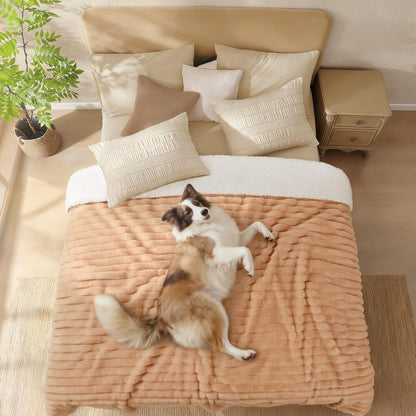 Luciphia Waterproof Dog Blanket for Large Dogs Ultra-Soft Calming Cut Pile Flannel Throw Durable & Warm Furniture Protection for Couch Bed Pet Blanket Machine Washable Stone Gray,L(65''x57'')