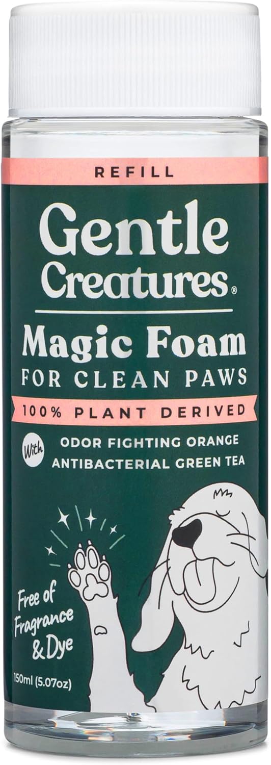 Magic Foam Paw Cleaner for Dogs & Cats, No-Rinse Foaming Scrubber Brush for Dirty, Muddy Paws – for Small, Medium & Large Dogs, Puppies, Kittens (5 fl oz)