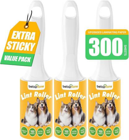 Lint Roller, 800-Sheet Extra Sticky Rollers for Pet Hair, 4 Handles, Value Pack for Dogs, Cats, Clothes, Carpet, Furniture