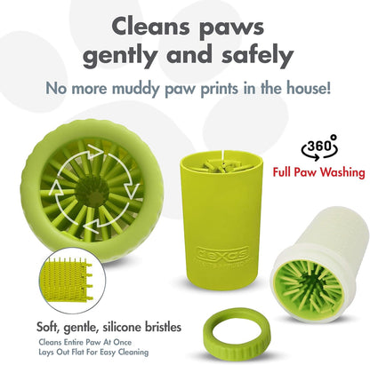 Dexas MudBuster Medium Dog Paw Cleaner in Fuchsia - Fits 1.5"-2.5" Wide Paws, Portable Paw Washer for Muddy Paws, Dog Paw Cleaning Cup with Gentle Silicone Bristles, Quick Clean Pet Paw Washer