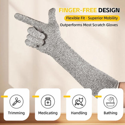 Ultra-Flexible Pet Handling Sleeves: 15.7” Kevlar Scratch-Resistant Gloves for Cat Grooming, Nail Trimming & Arm Protection